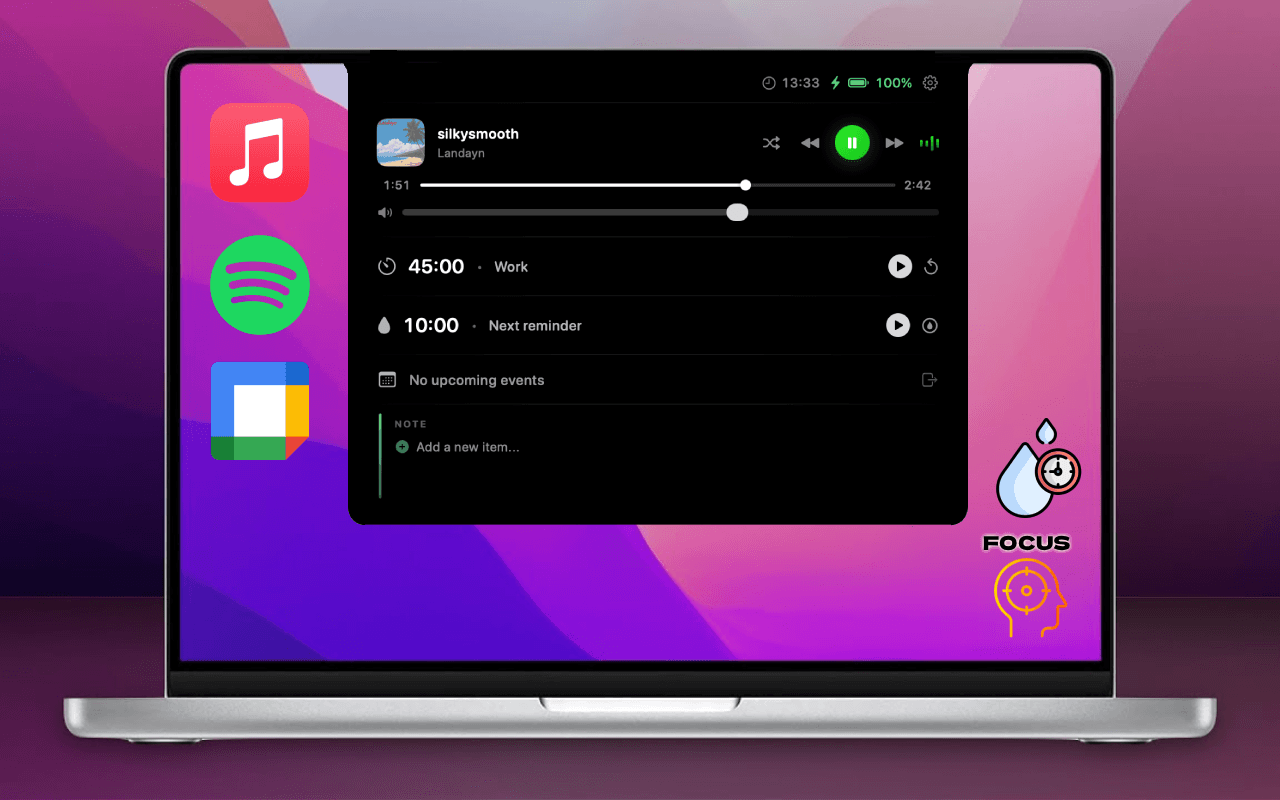 NotchOz app running on MacBook